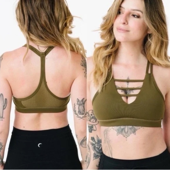 ZYIA Active Grid Bra in Olve Green - Picture 2 of 5